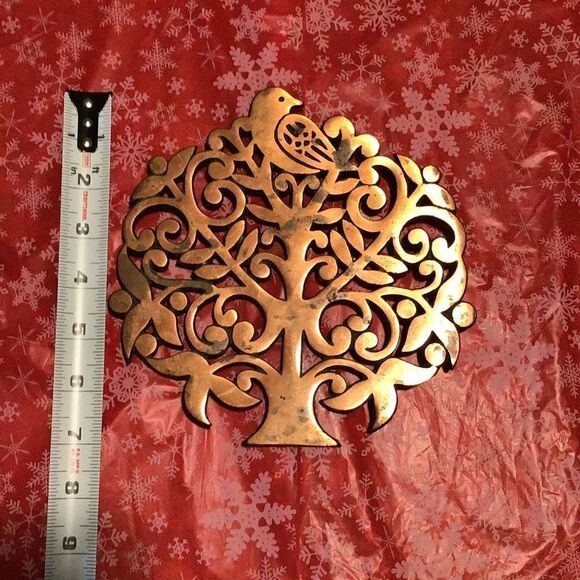 Trivet, vintage, copper plated dove in a tree - Picture 1 of 3